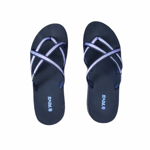 Teva Wedge Sandal Thin Strap Black & Purple - Picture 2 of 7